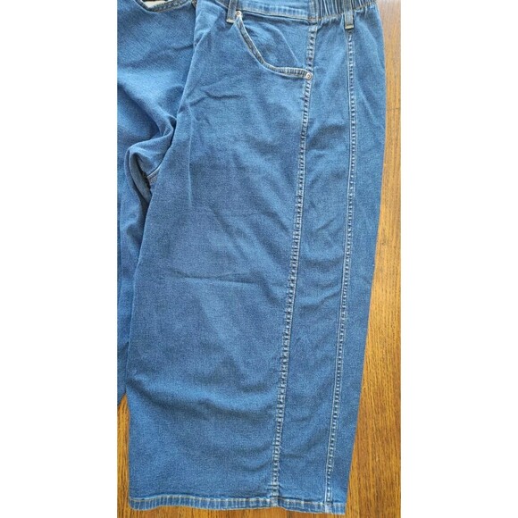 Classic Wide Leg Cropped Pants Liz&Me 38" Pull On 19" Inseam Blue Denim - Picture 5 of 10